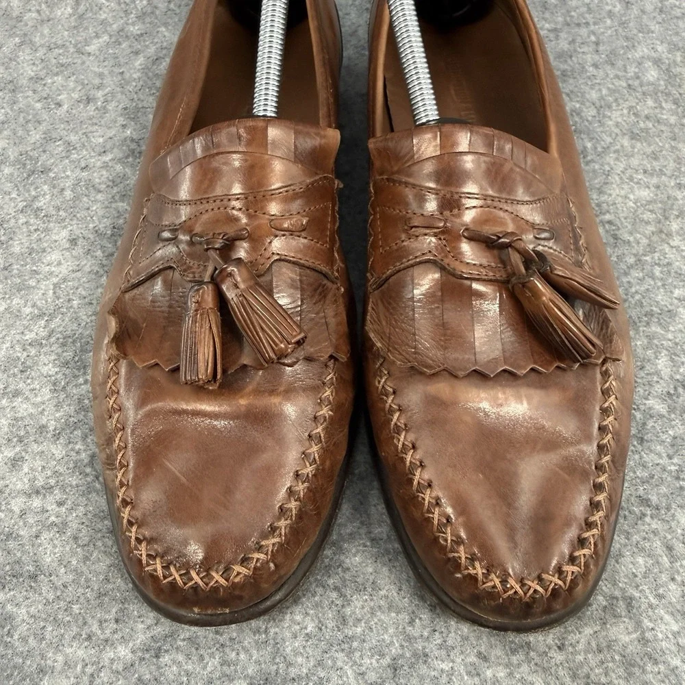 JOHNSTON & MURPHY Tassel Kilt Moc Toe Leather Brown Loafer Slip On Shoe Mens 11